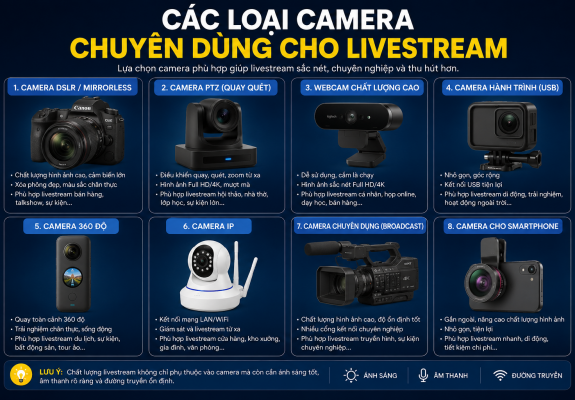 Các loại camera chuyên dùng cho livestream